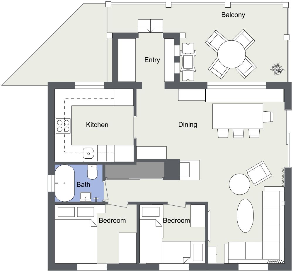 2 Bedroom Cabin 2D Floor Plan