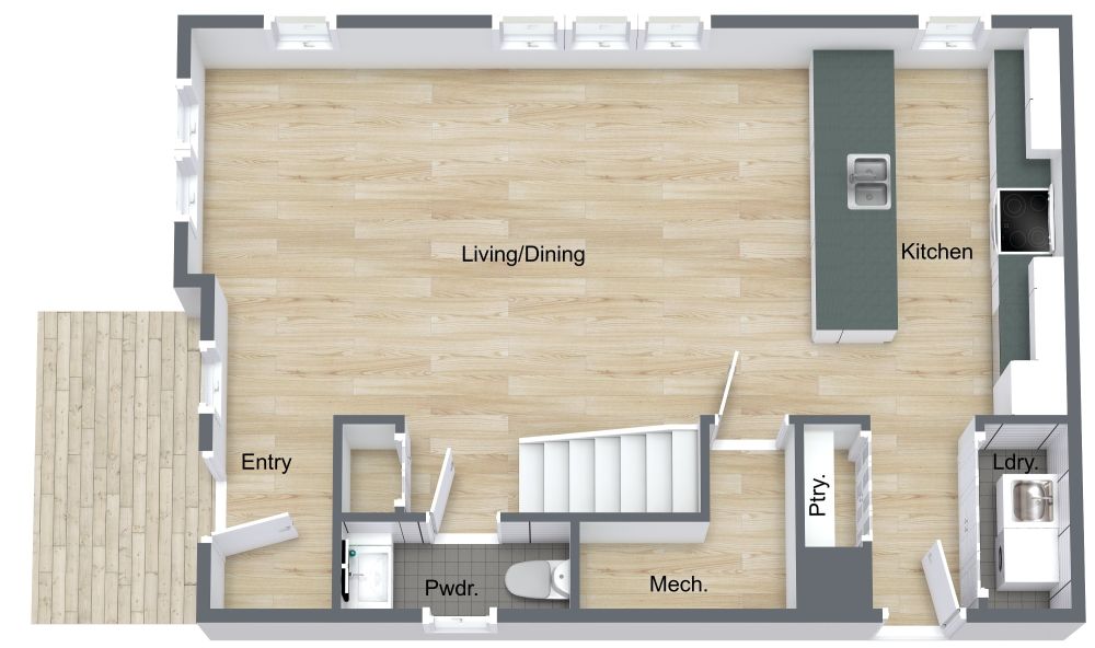 3 Bed 2 Bath Home Design Layout, Ground Floor