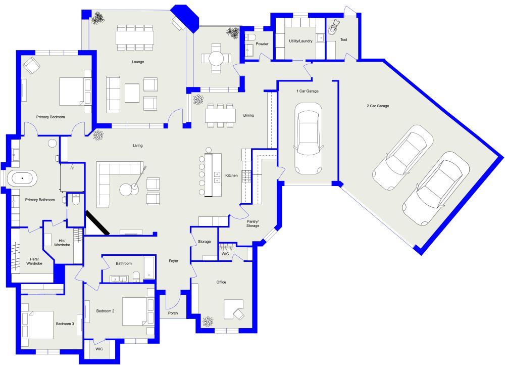 3000 sq ft 2D House Plan