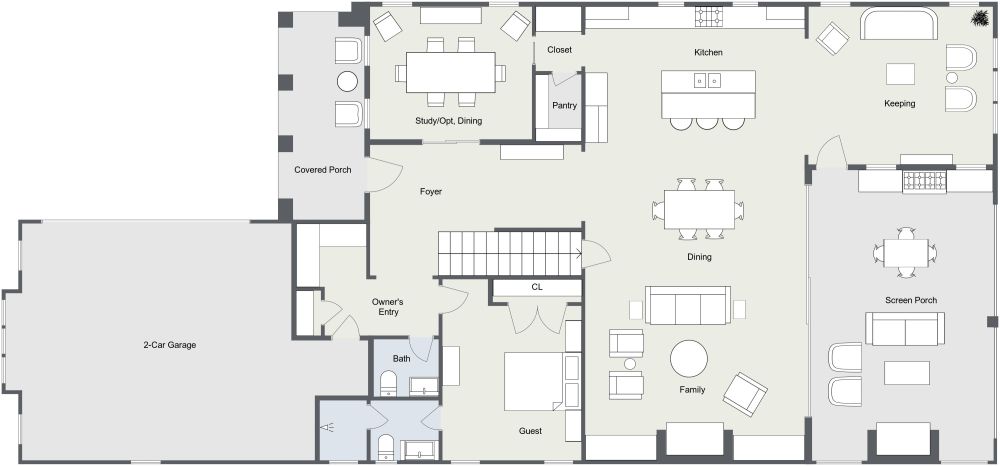 4 Bedroom 2 Story House Plan 2D Ground Floor