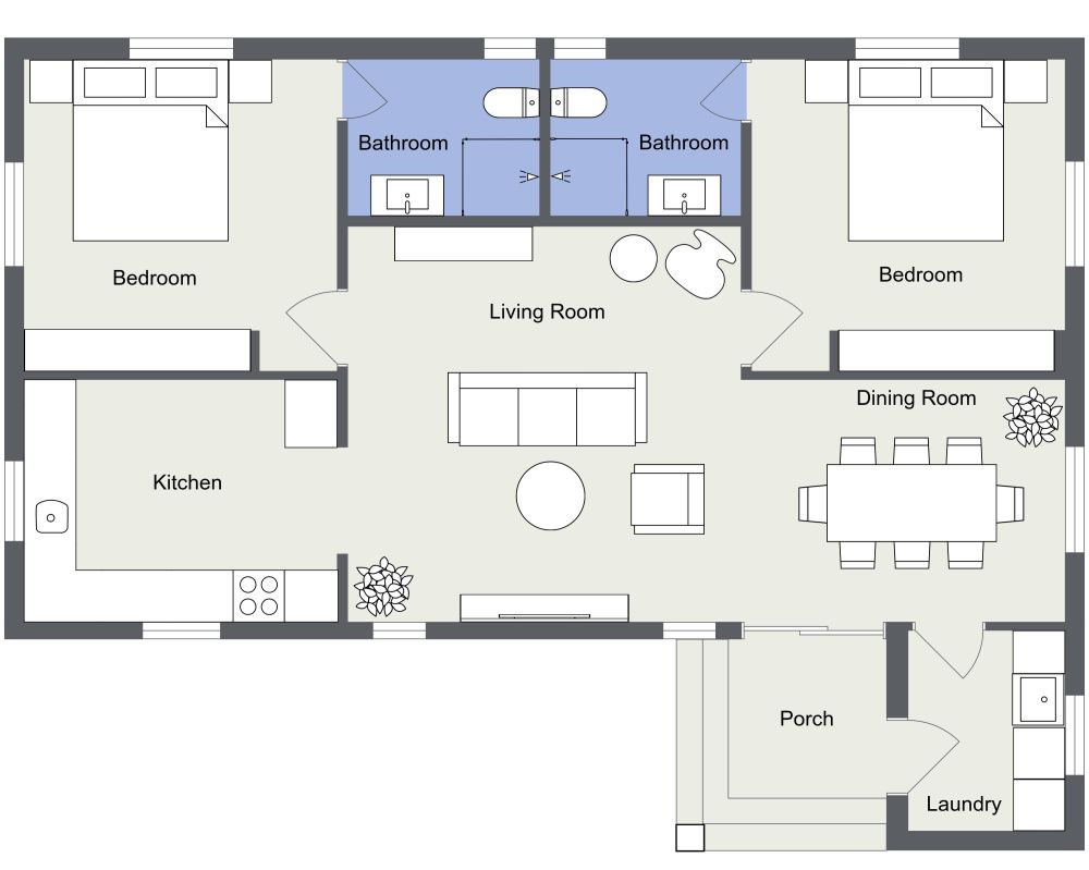 40x30 2D House Plan
