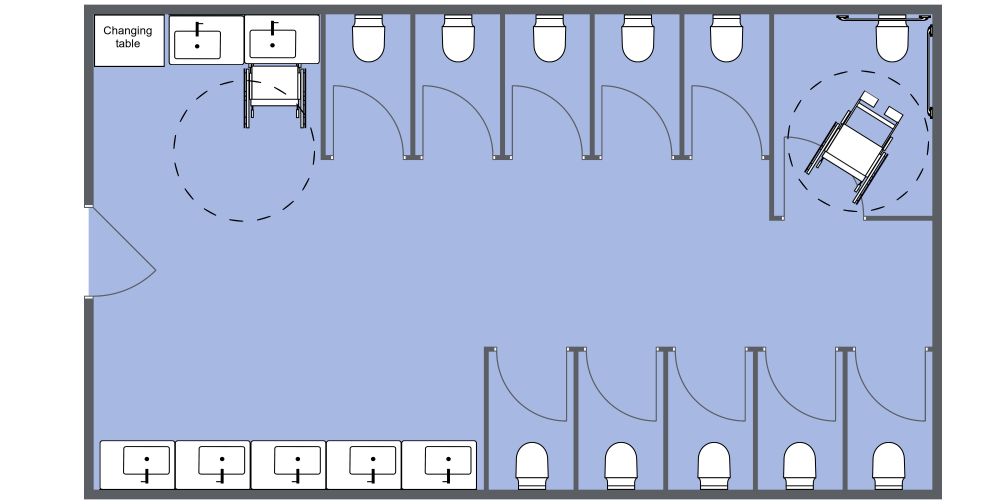 ADA Bathroom Layout For Women 2D Floor Plan