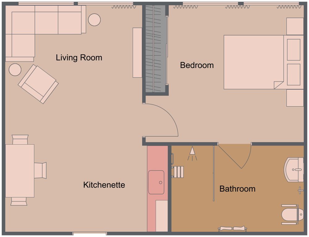 Assisted Living Apartment 2D Floor Plan