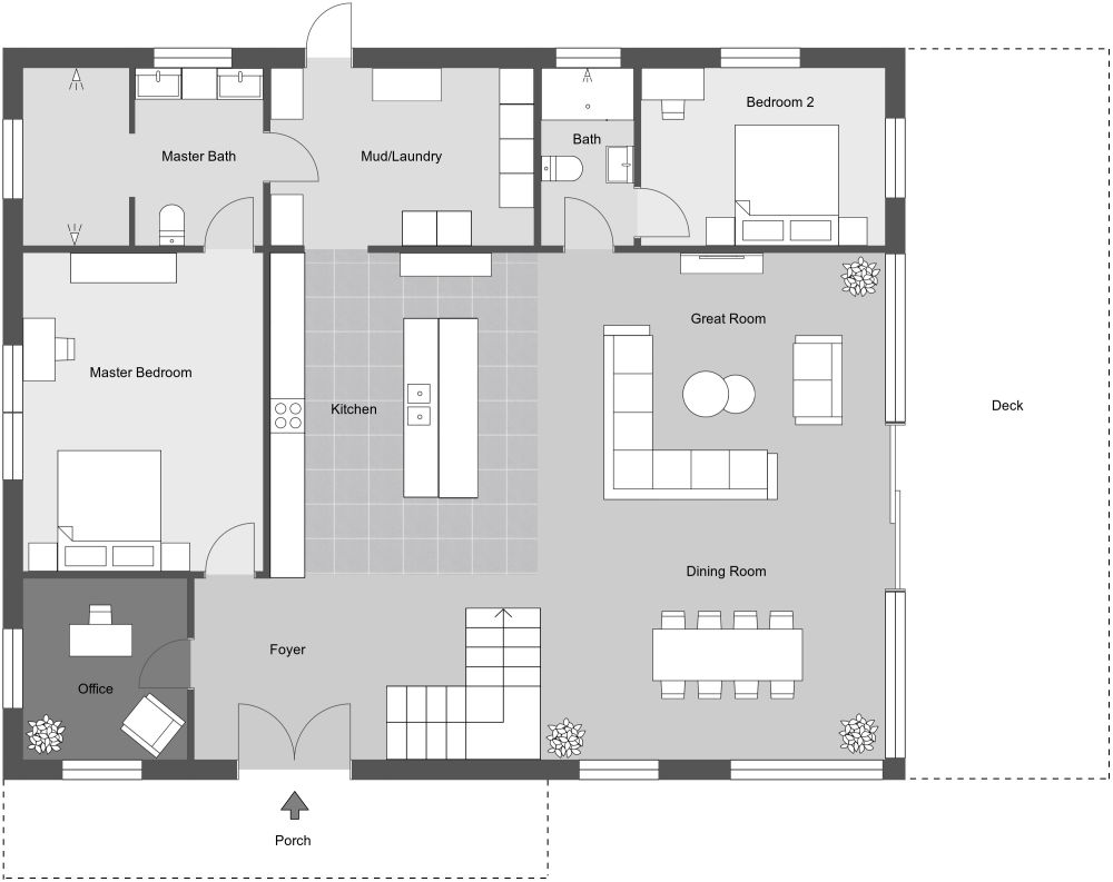 Barndominium House Design 2D Floor Plan