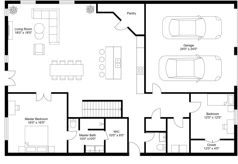 Barndominium House Plan Model 4256 2D Floor Plan