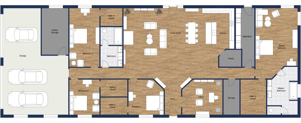 2D Floor Plan Barndominium Layout