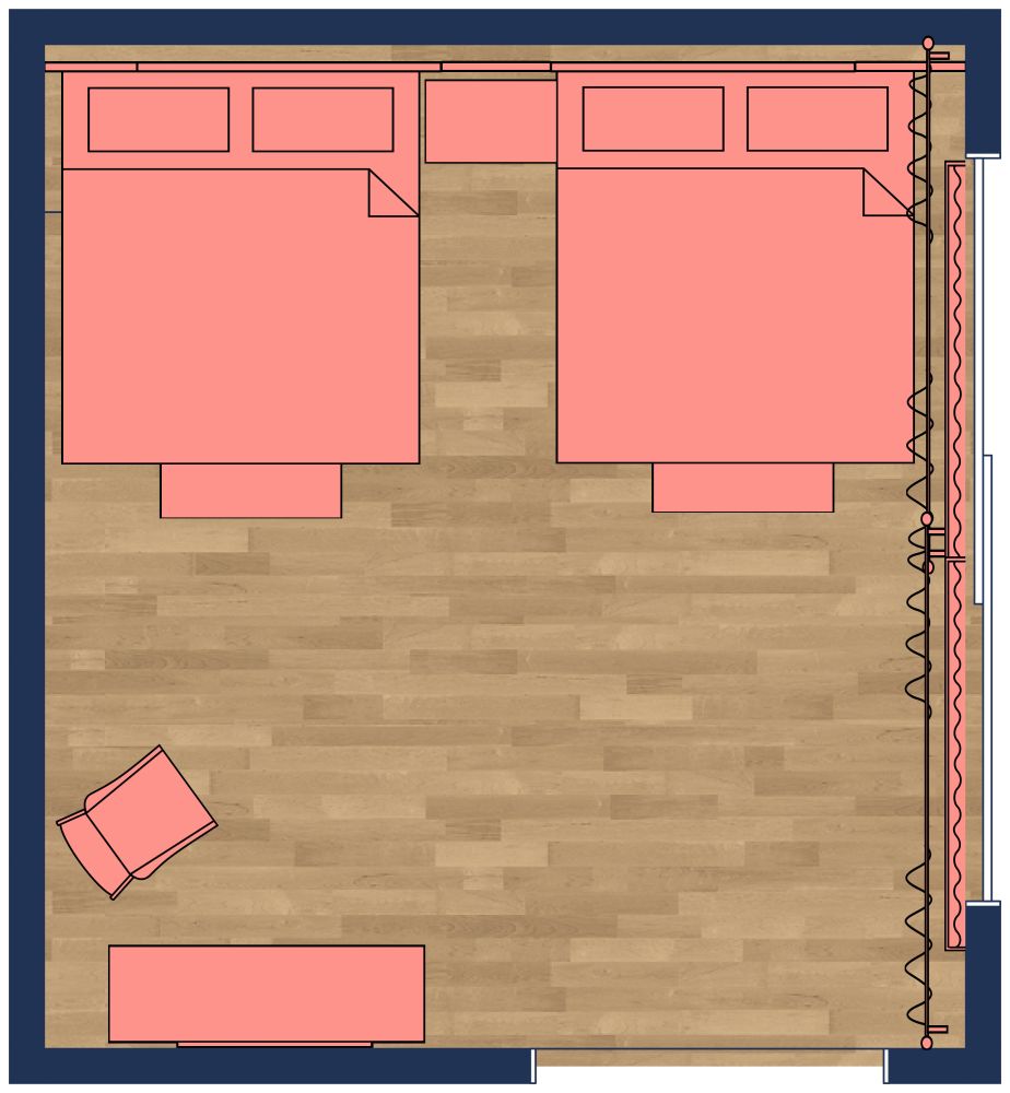 Bedroom Design Twin 2D Floor Plan