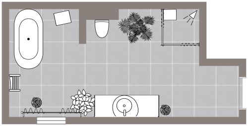 Bohemian Master Bathroom Layout
