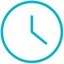 Simple blue clock icon showing the time as 4:00, with a circular outline and minimalist hour and minute hands.