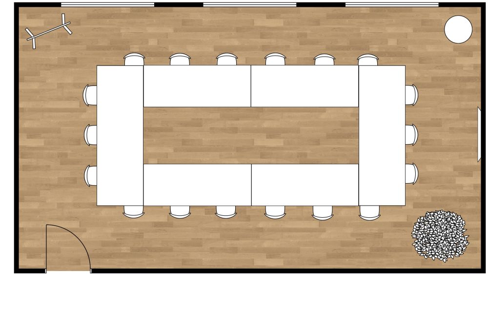 Conference Room 2D Floor Plan Hallow Square Style