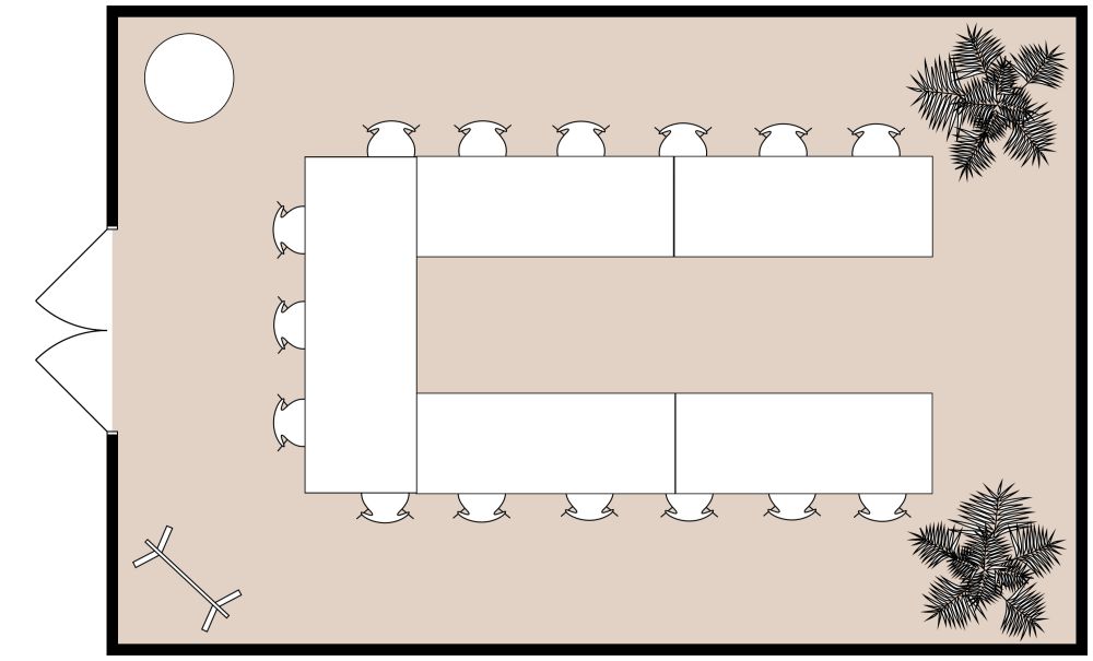 Conference Room 2D Floor Plan With U-Shaped Style