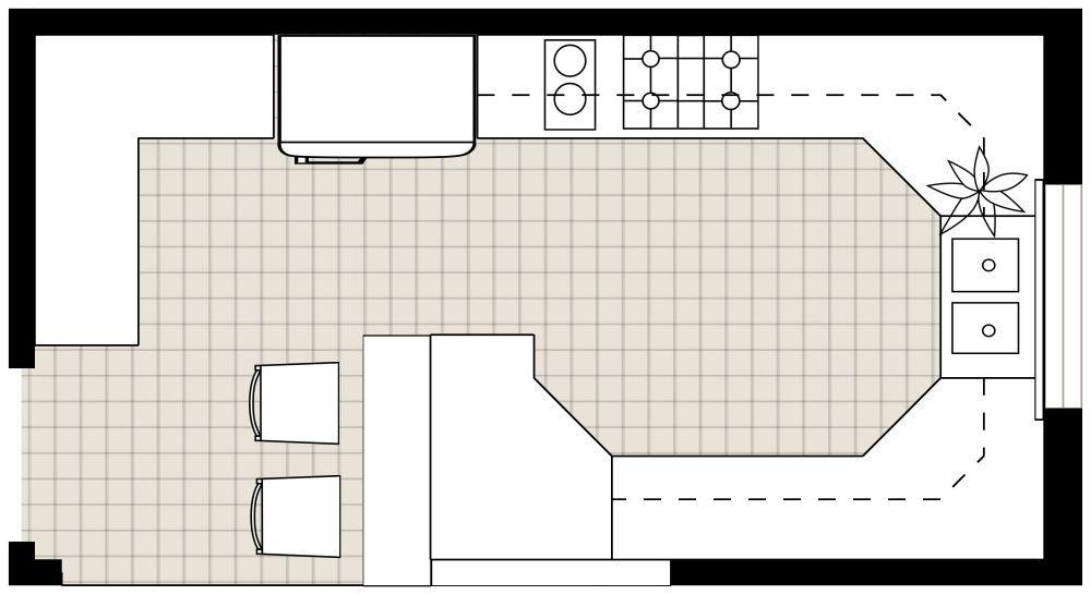 Country Kitchen 2D Floor Plan