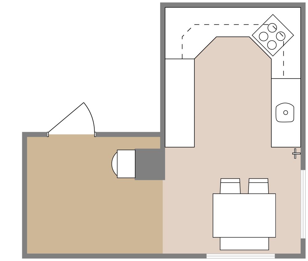 2D Floor Plan of Rustic Kitchen Design