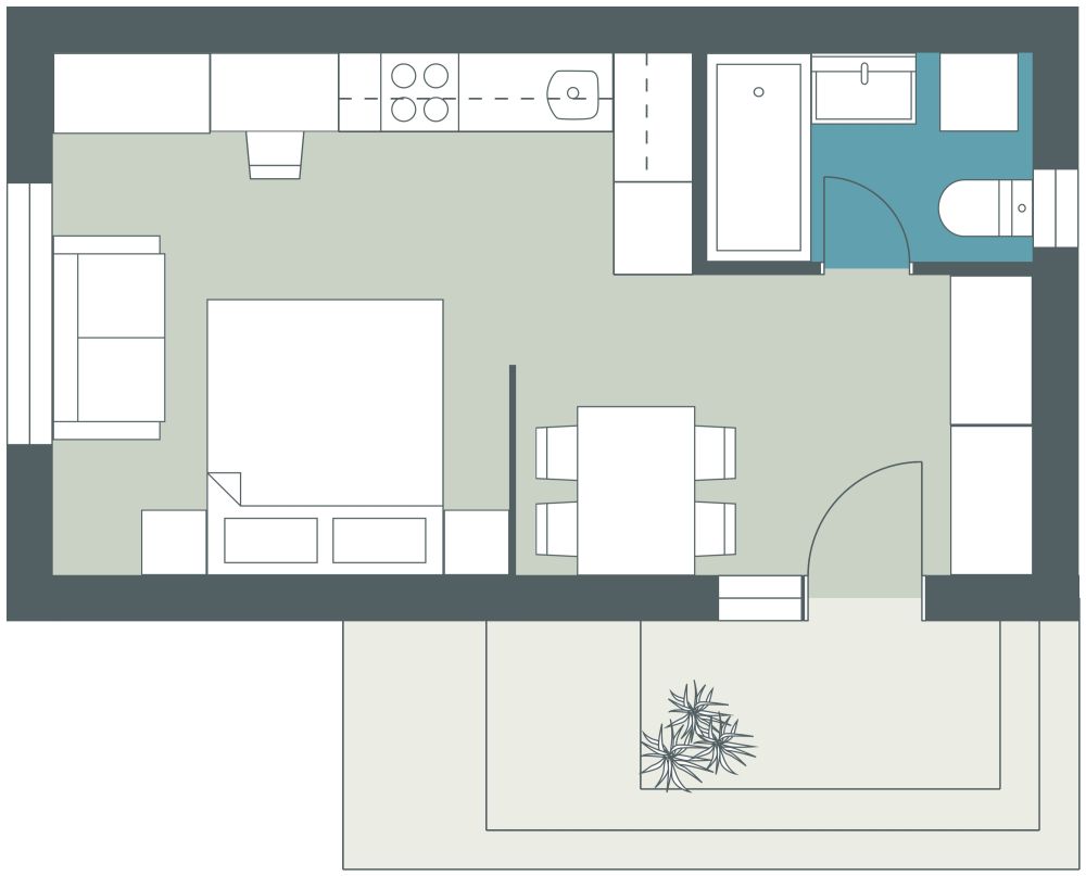 Cozy Tiny House 2D Layout