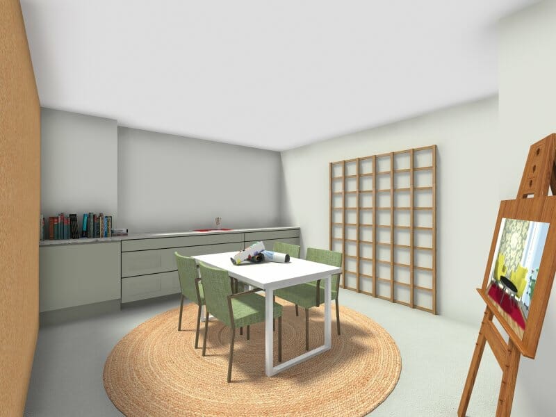 3D Photo of a craft room/art room.