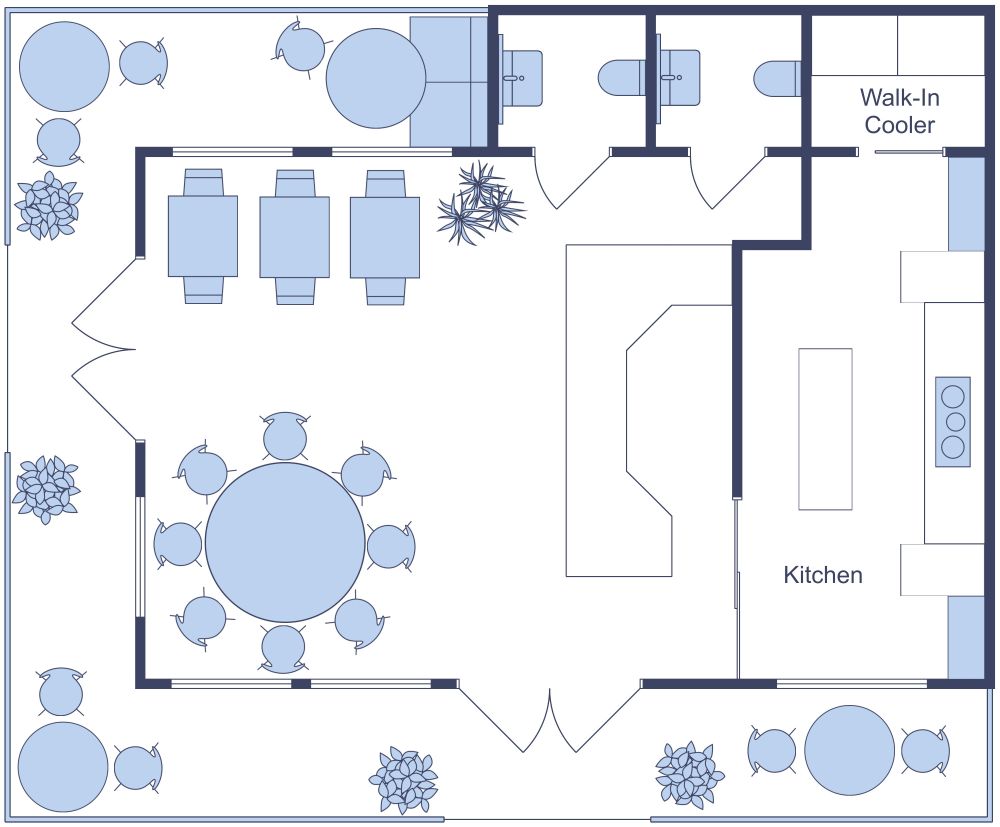 Delightful and Intimate Restaurant 2D Floor Plan With Patio