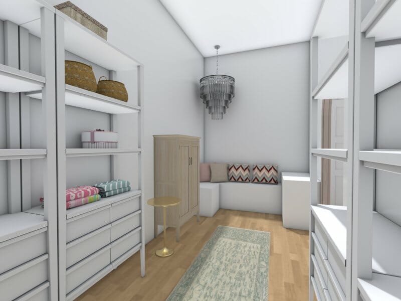3D Photo of a dressing room in white. 
