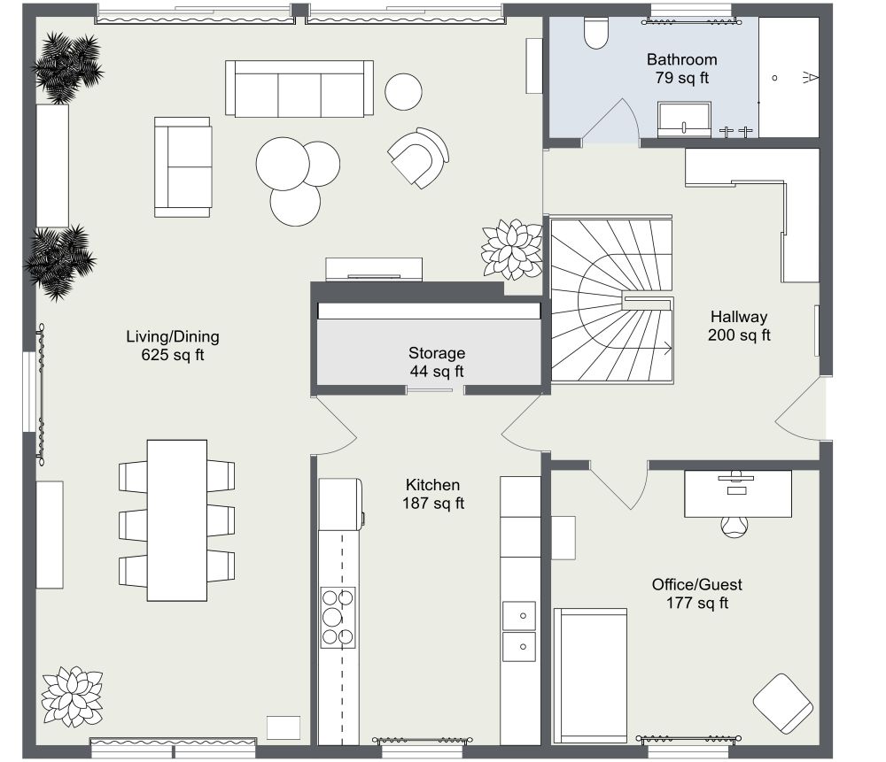Family Home Floor Plan With 5 Bedrooms 2D Floor Plan