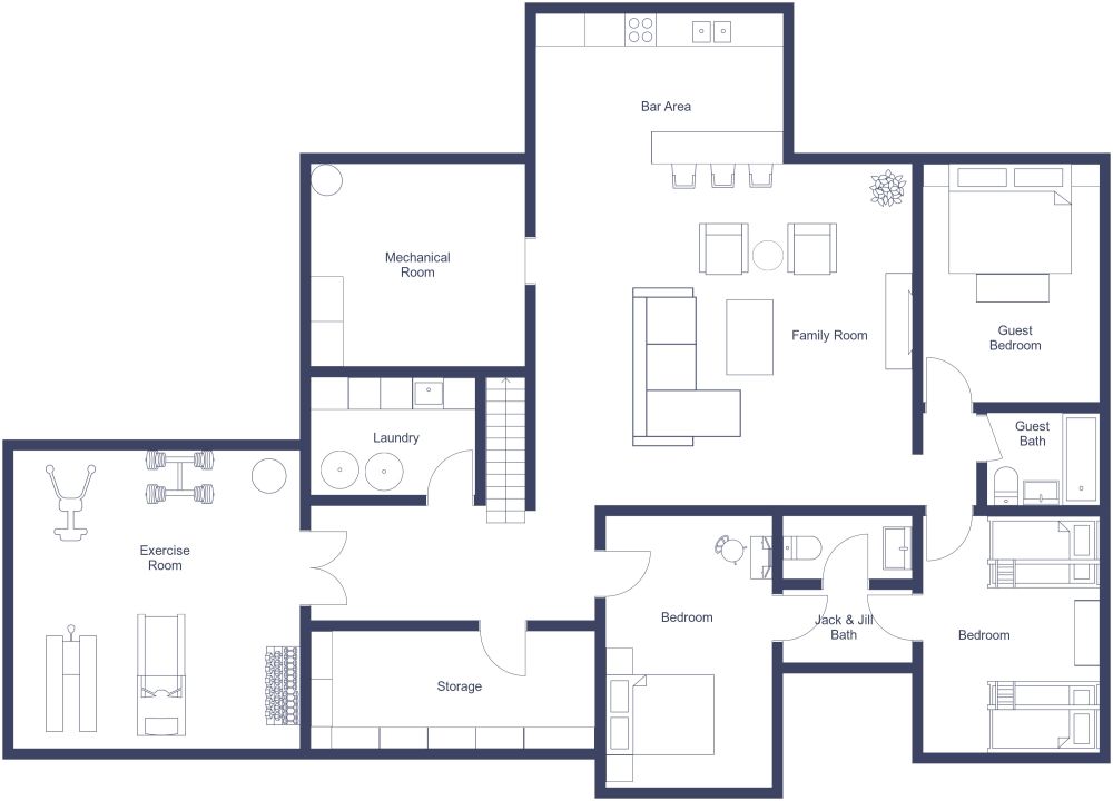 Finished Basement Layout 2D