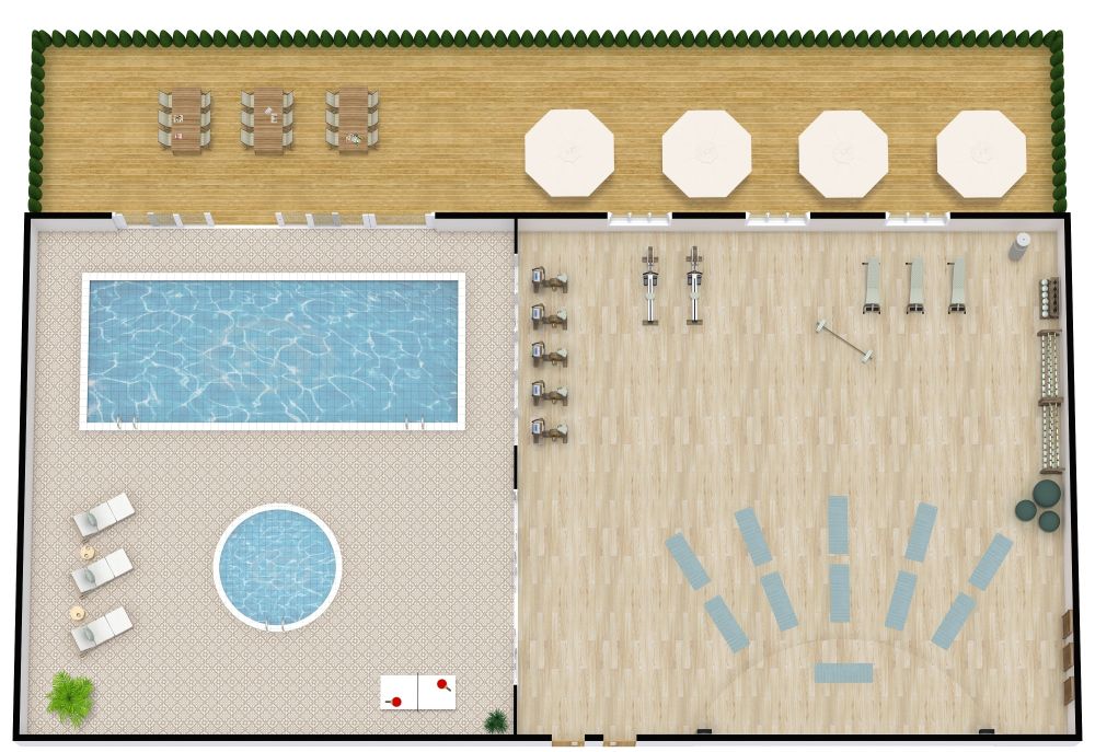Senior Fitness Center Floor Plan Design with Pool