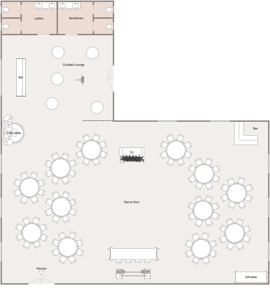 2D Floor Plan Wedding Reception Layout