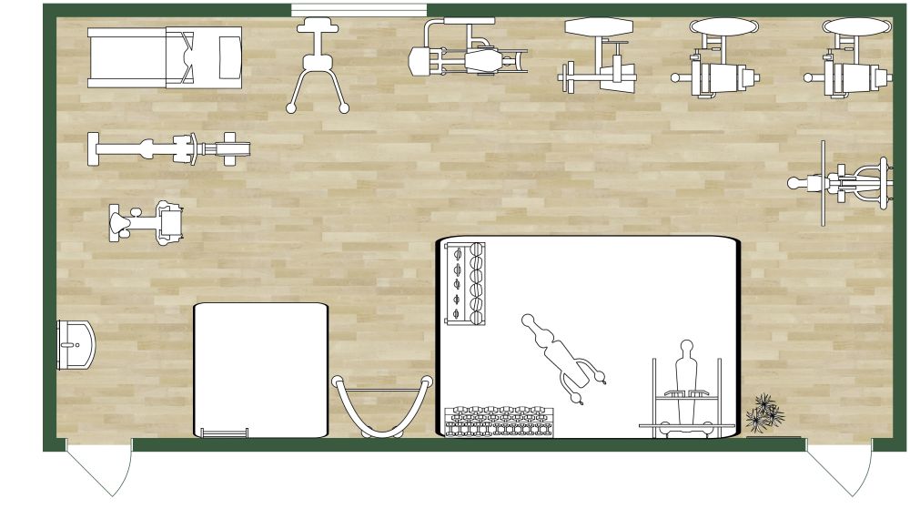 Fresh Hotel Gym Design Idea 2D Floor Plan