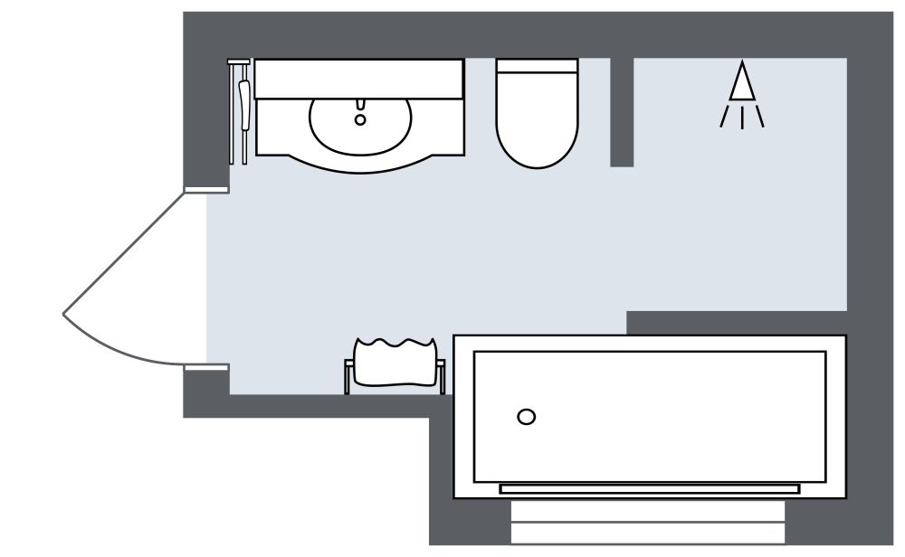 2d Southwestern Full Bathroom Layout