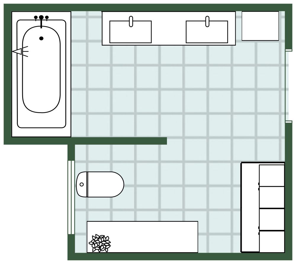 Full Modern Master Bathroom 2d floor plan