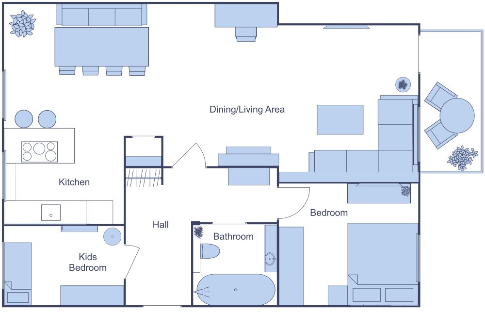 Functional 2 Bedroom Apartment 2D Floor Plan