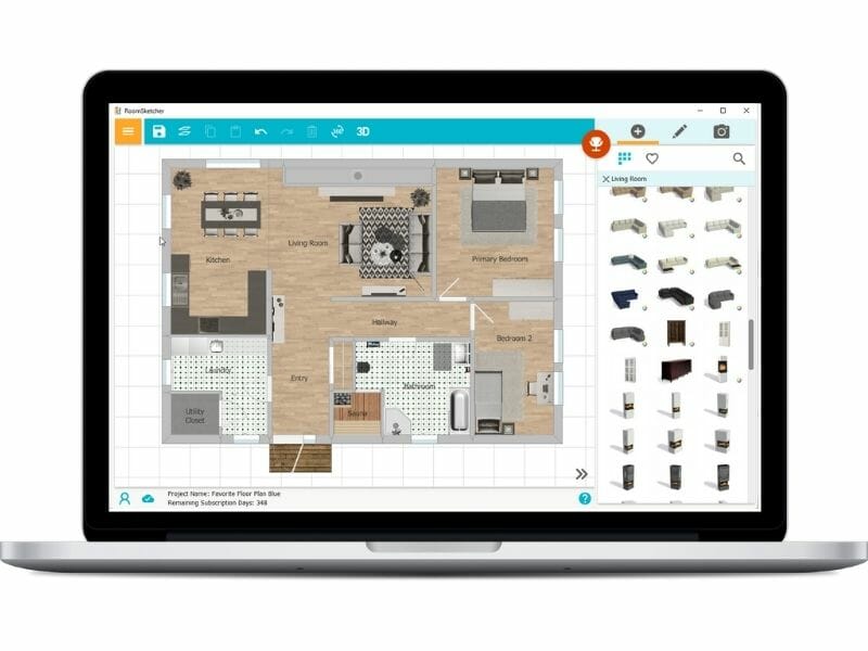 Pc showing the RoomSketcher interface