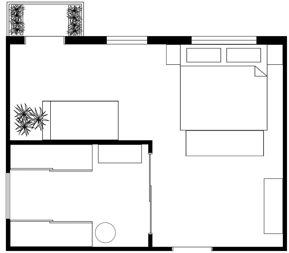 Furniture Layout Bedroom 2D Floor Plan