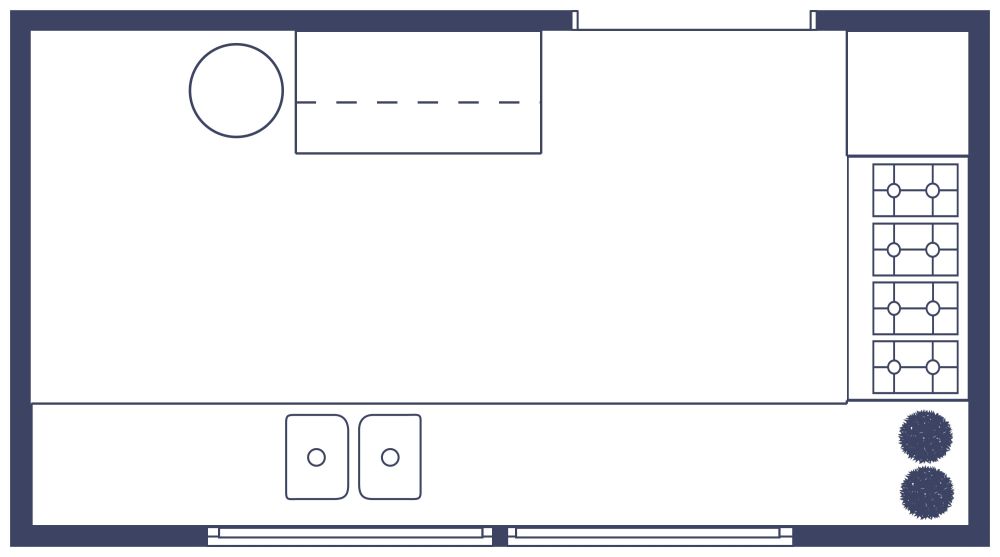 Galley Kitchen Layout 2D Floor Plan
