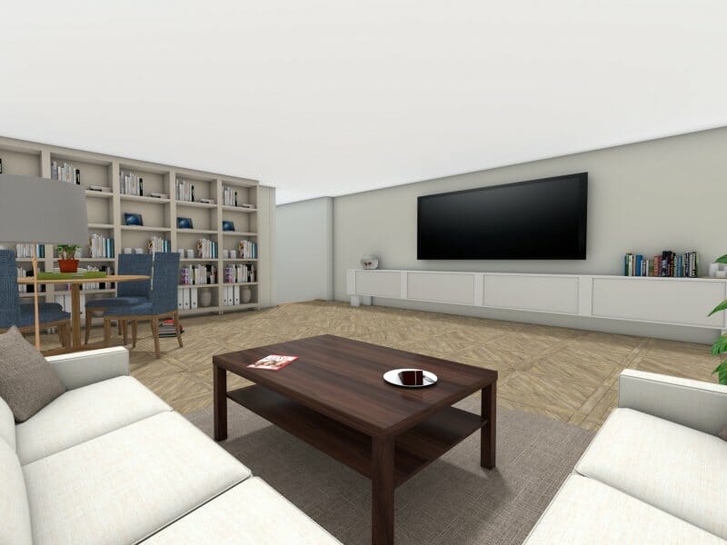 3D Photo of a media room.