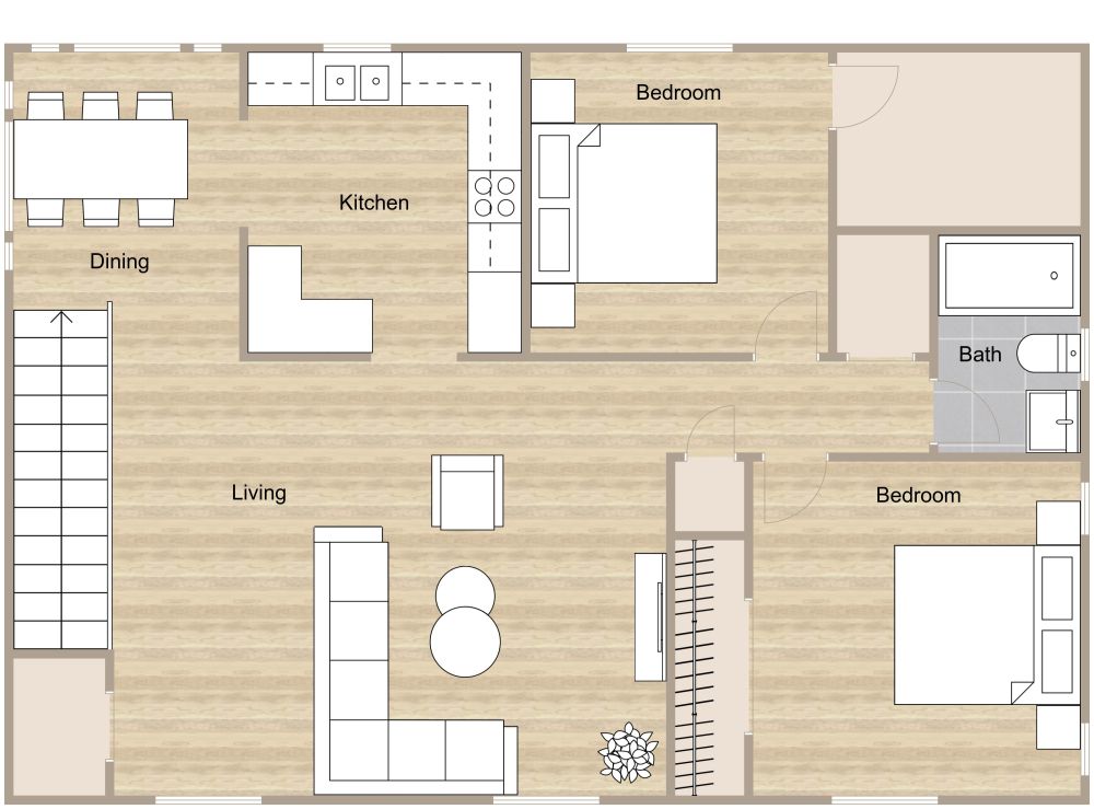 First Floor Garage Apartment 2D Floor Plans 2 Bedrooms
