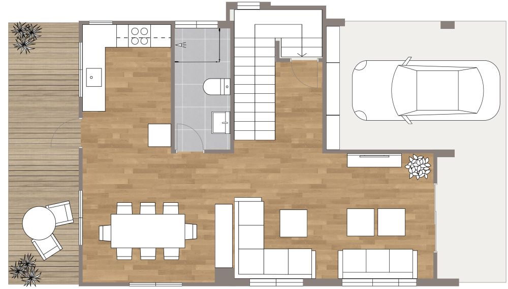 Gorgeous Three Story House Plan With Five Bedrooms, Ground Floor 2D