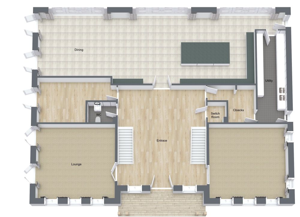 Grand 3 Story 8 Bedroom House Plan, Ground Floor
