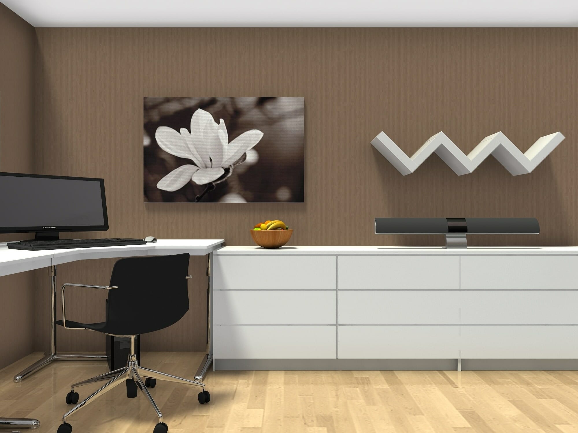 Home office idea brown wall color