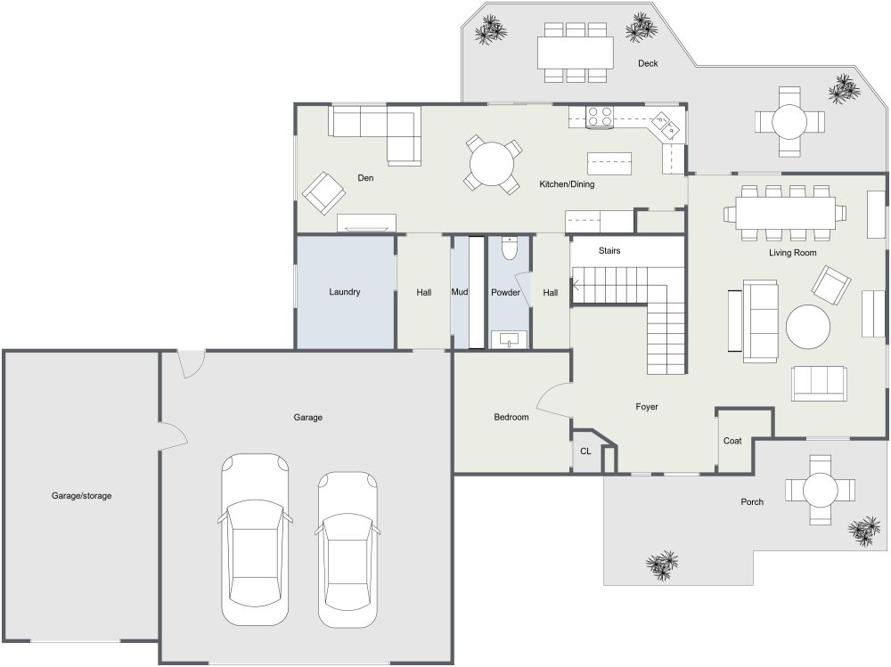 2D House Plan With 2 Car Garage