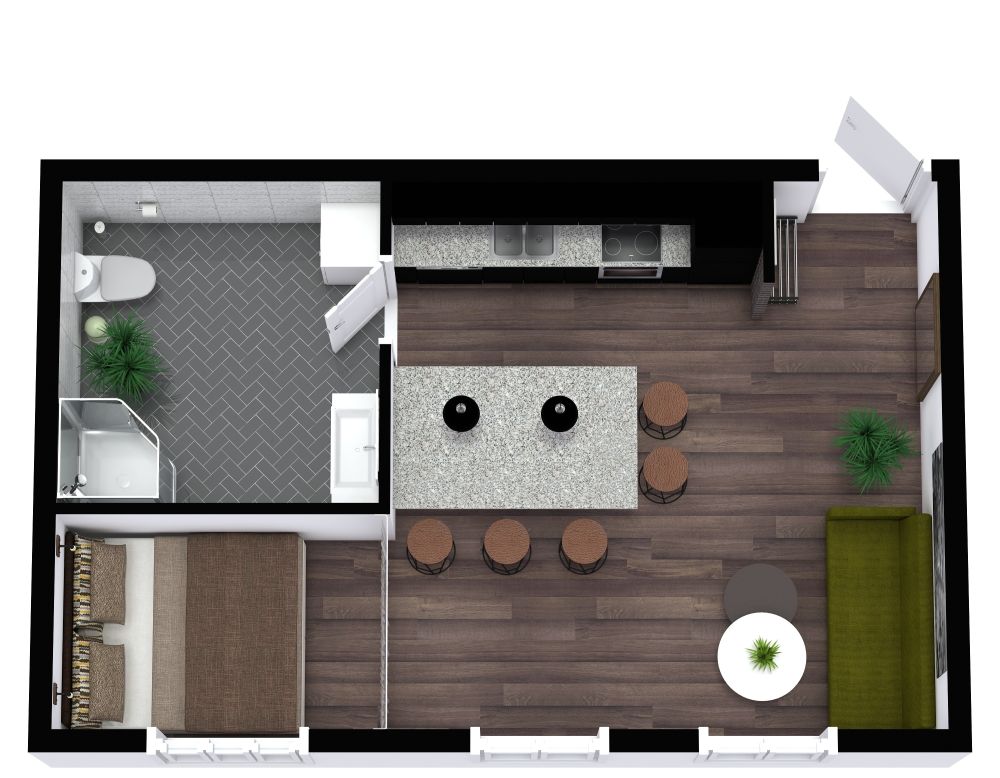 Industrial Style Studio Apartment Plan