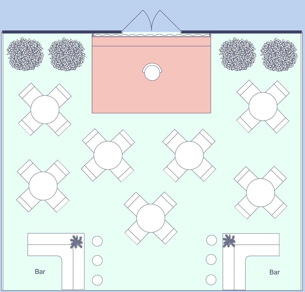Intimate Outdoor Concert 2D Floor Plan with Bar