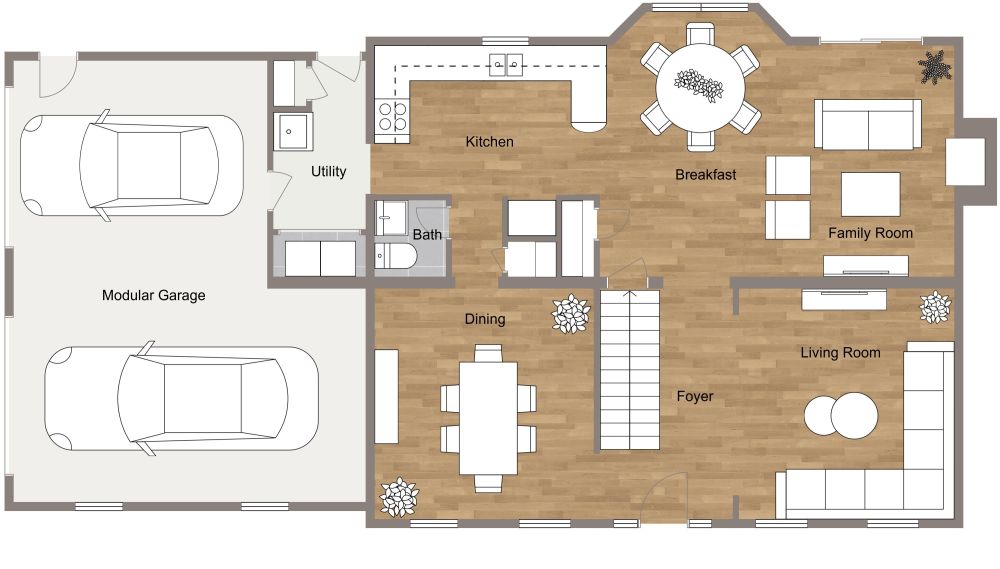 Inviting House 2D Plan Layout With Bay Window
