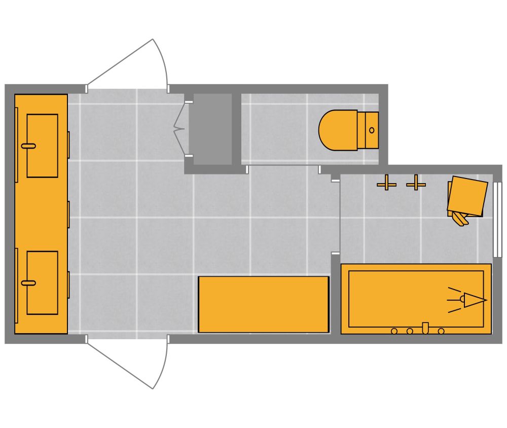 Jack and Jill Bathroom Design 2D Floor Plan