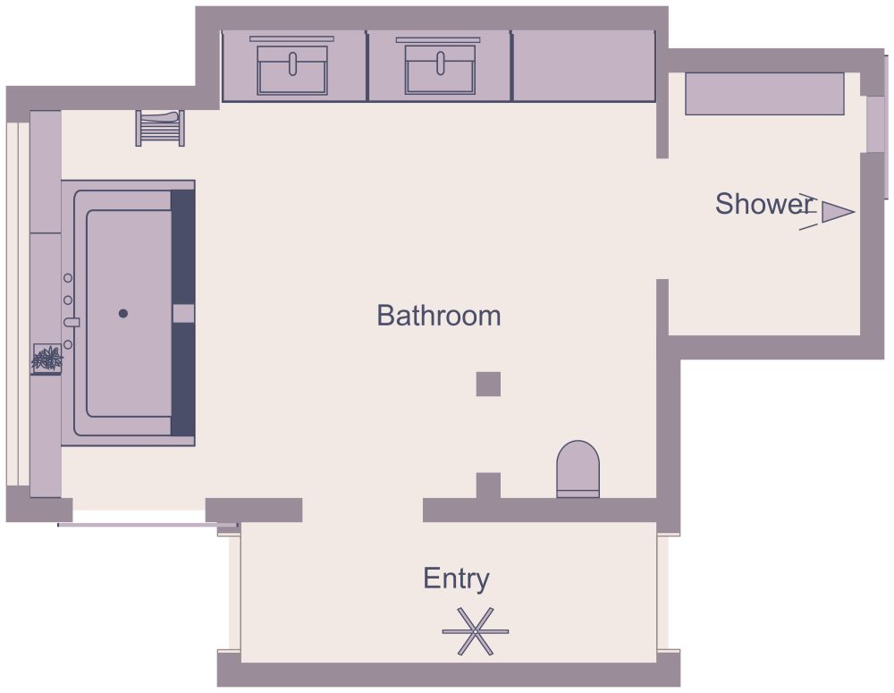 Jack and Jill Bathroom 2D Floor Plan Idea