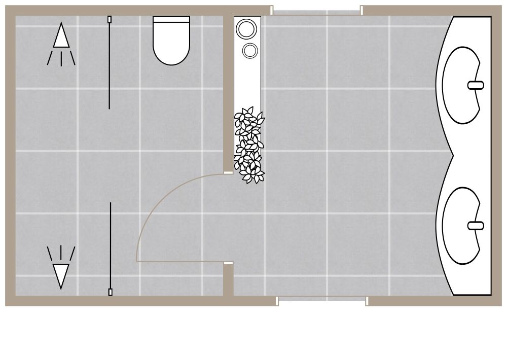 Jack and Jill Style Bathroom 2D Floor Plan