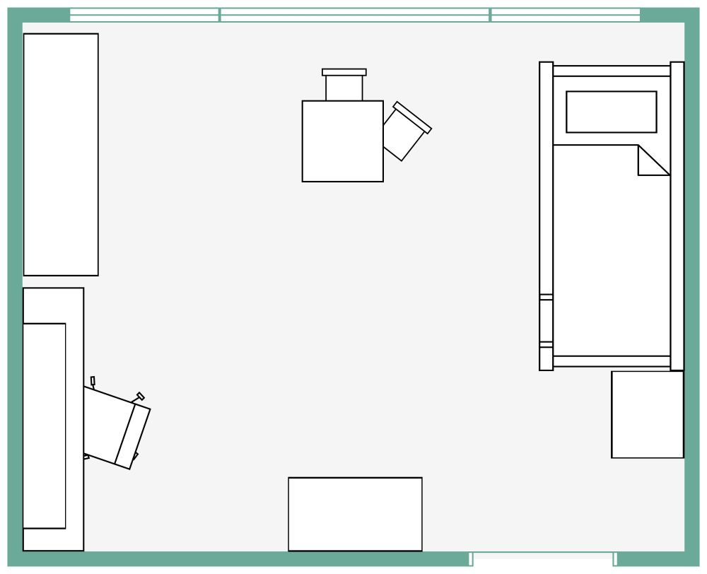 Kids Bedroom With Bunk Bed 2D Floor Plan