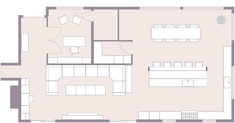 L-Shaped Kitchen Layout 2D Floor Plan