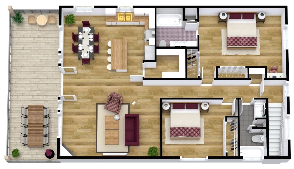 Large 2 Bedroom Garage Apartment Built On Top of Garage, First Floor