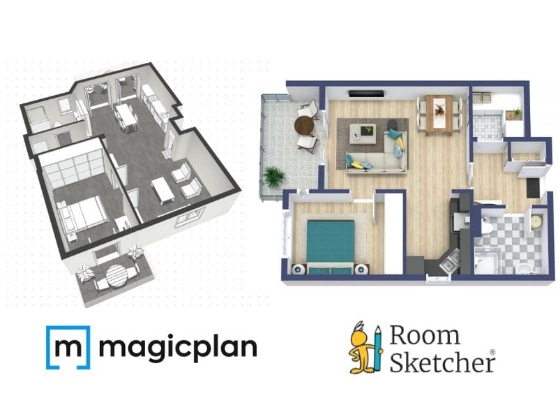 magicplan vs. RoomSketcher side-by-side comparison of 3D floor plans.