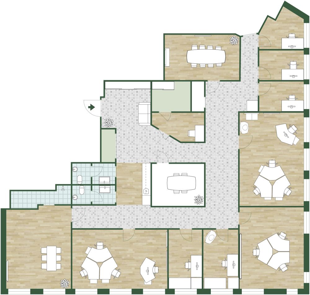 Office Design Idea for Small Business 2D Floor Plan