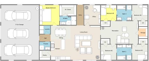 One Story 5 Bedroom Barndominium